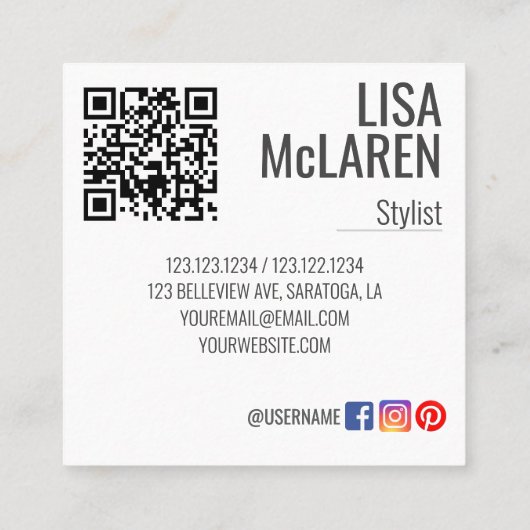 Visitekaartje - Professionele foto en QR-code (Achterkant)