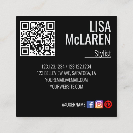 Visitekaartje - Professionele foto en QR-code (Achterkant)