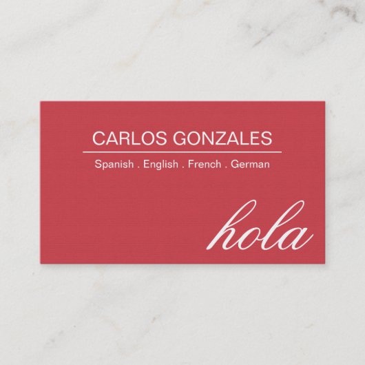 Visitekaartje professionele tolk (Voorkant)