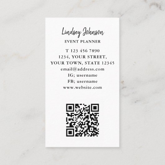 Visitekaartje QR Code Event Planner (Achterkant)