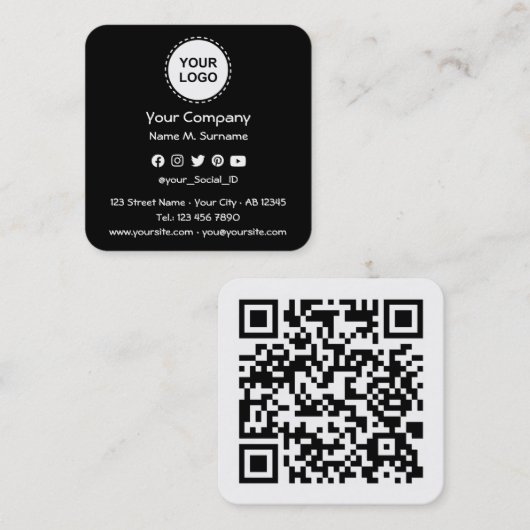 Visitekaartje QR-code vierkant (Voorkant / Achterkant)