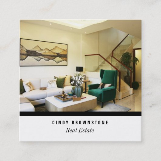 Visitekaartje Realtor Foto Aangepaste Sjabloon Pla (Voorkant)