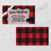 Visitekaartje Red Buffalo Plaid Beer Zwart (Voorkant / Achterkant)