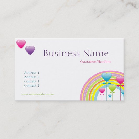 Visitekaartje regenboog en luchtballonnen (Voorkant)