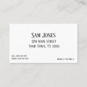 Visitekaartje Regendruppels (Achterkant)