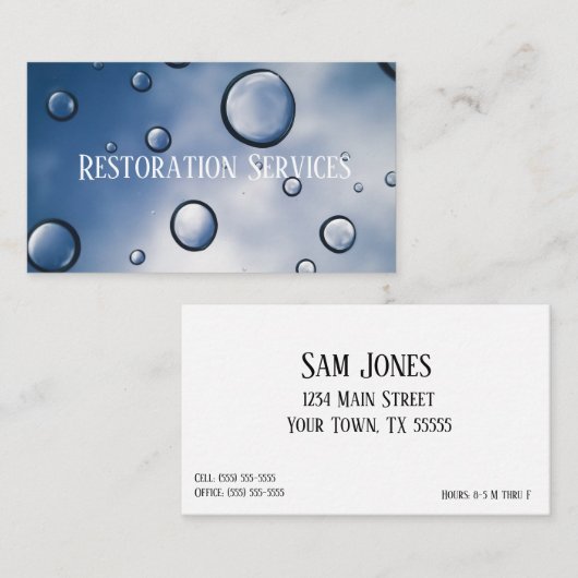 Visitekaartje Regendruppels (Voorkant / Achterkant)