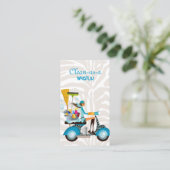 Visitekaartje reinigen Zebra scooter (Staand voorkant)