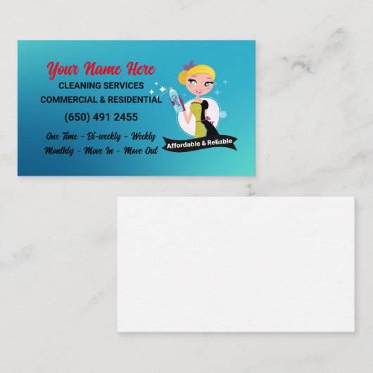 Visitekaartje reiniging — Bewaring (Voorkant / Achterkant)