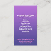 Visitekaartje reinigingsservice (Achterkant)