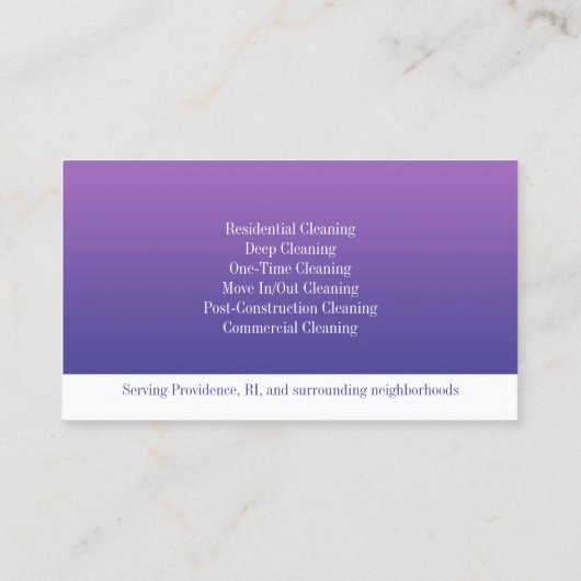 Visitekaartje reinigingsservice (Achterkant)