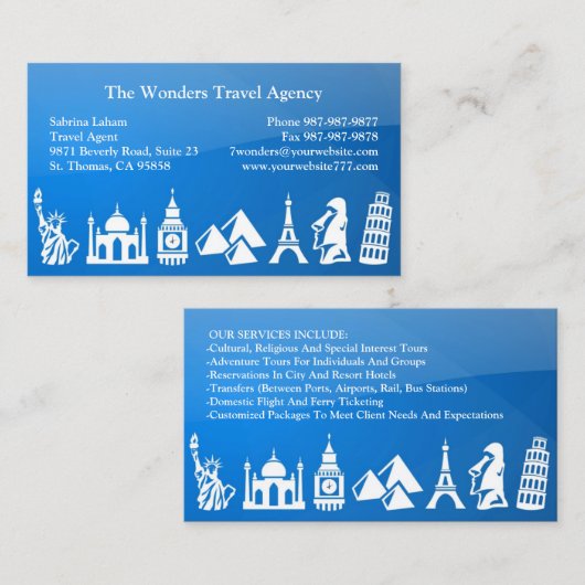 Visitekaartje reisbureau (Voorkant / Achterkant)