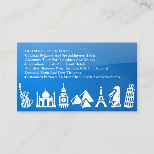 Visitekaartje reisbureau (Achterkant)