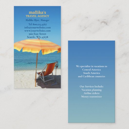 Visitekaartje reisbureau (Voorkant / Achterkant)