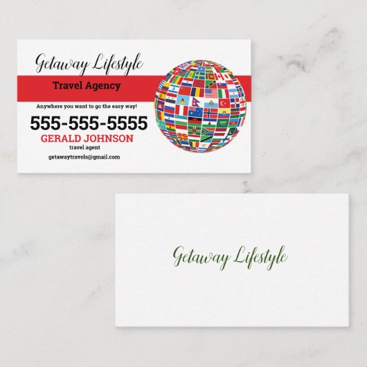 Visitekaartje reisbureau (Voorkant / Achterkant)