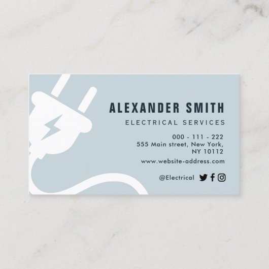 Visitekaartje rendy blauwe elektrische diensten (Achterkant)