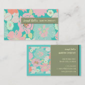 Visitekaartje, retro bloemen visitekaartje (Voorkant / Achterkant)