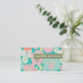 Visitekaartje, retro bloemen visitekaartje (Staand voorkant)