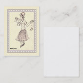 Visitekaartje Retro Flapper Girl 1950 tekening (Voorkant / Achterkant)