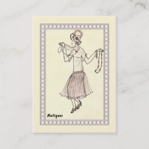Visitekaartje Retro Flapper Girl 1950 tekening