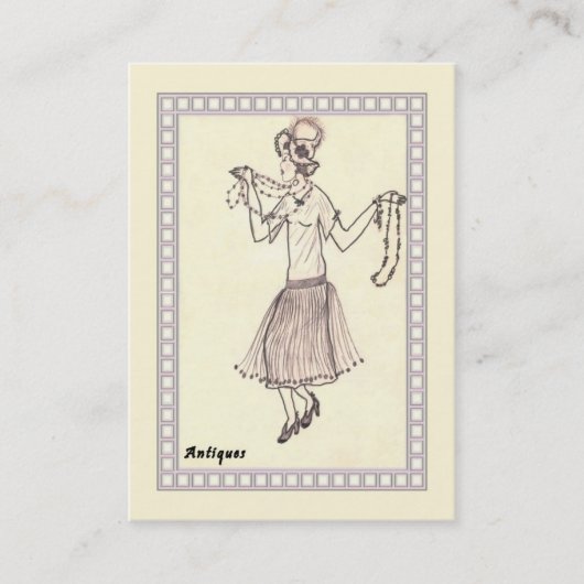 Visitekaartje Retro Flapper Girl 1950 tekening (Voorkant)