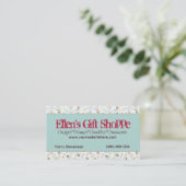 Visitekaartje Retro Flowers (aqua) (Staand voorkant)