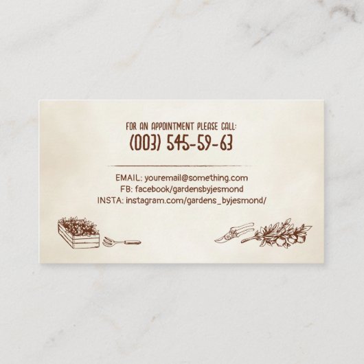 Visitekaartje  Retro Gardening Services (Achterkant)