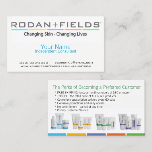 Visitekaartje Rodan & Fields (Voorkant / Achterkant)