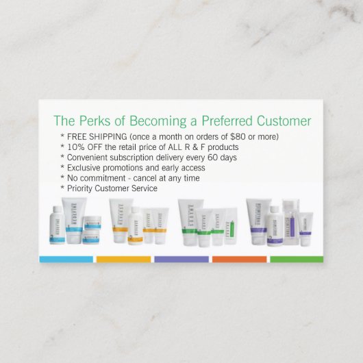 Visitekaartje Rodan & Fields (Achterkant)