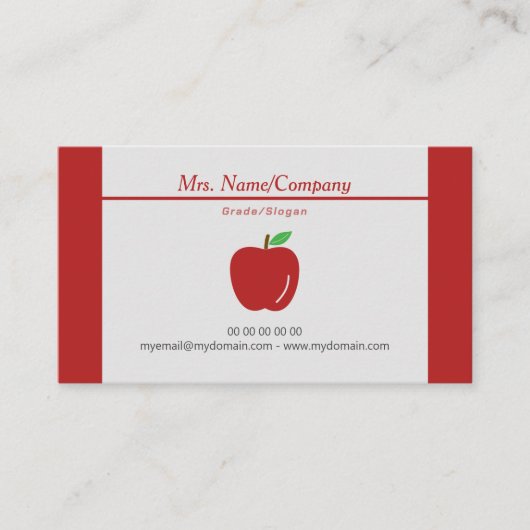 Visitekaartje rode Apple-leraar (Voorkant)
