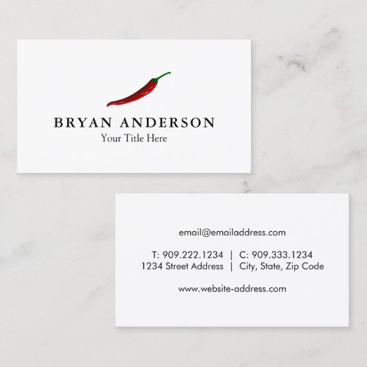 Visitekaartje Rode Chili Pepper (Voorkant / Achterkant)