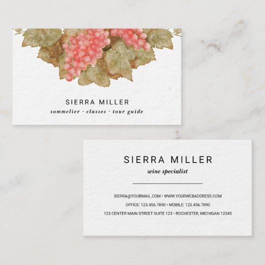 visitekaartje rode druiven sommelier (Voorkant / Achterkant)