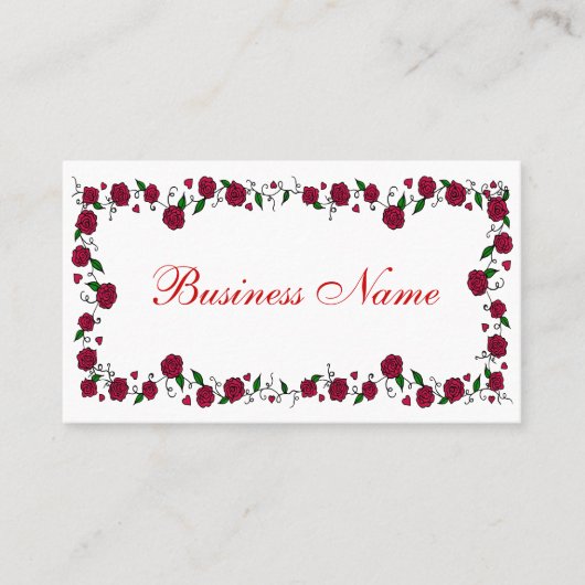 Visitekaartje rode rozen (Voorkant)