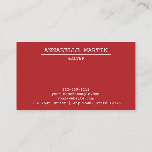  Visitekaartje Rode schrijfmachine (Achterkant)