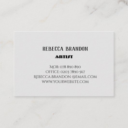 Visitekaartje Rode splatter Abstract verf (Achterkant)