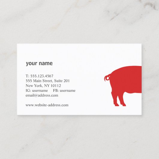 Visitekaartje rode varkens (Achterkant)