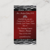 Visitekaartje rode zebra Afdrukagent (verticaal) (Achterkant)