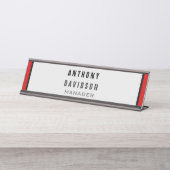 Visitekaartje Rode zwarte rand Bureau Naambordje (Voorkant)