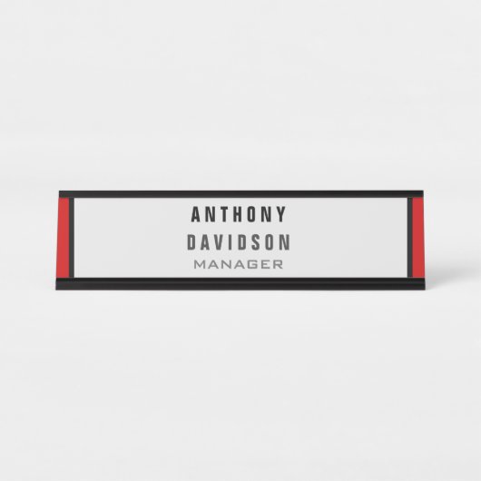 Visitekaartje Rode zwarte rand Bureau Naambordje (Voorkant)