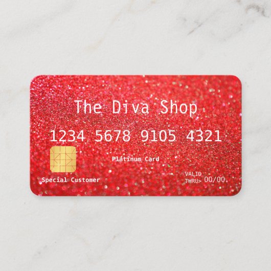 Visitekaartje | Rood creditcard Glitter (Voorkant)