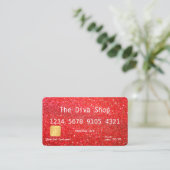 Visitekaartje | Rood creditcard Glitter (Staand voorkant)