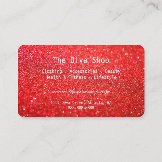 Visitekaartje | Rood creditcard Glitter (Achterkant)
