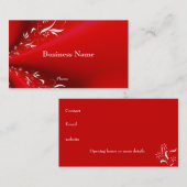 Visitekaartje Rood met Witte Bloemen Trim (Voorkant / Achterkant)