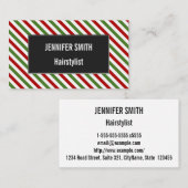 Visitekaartje rood, wit en groen gestreept patroon (Voorkant / Achterkant)