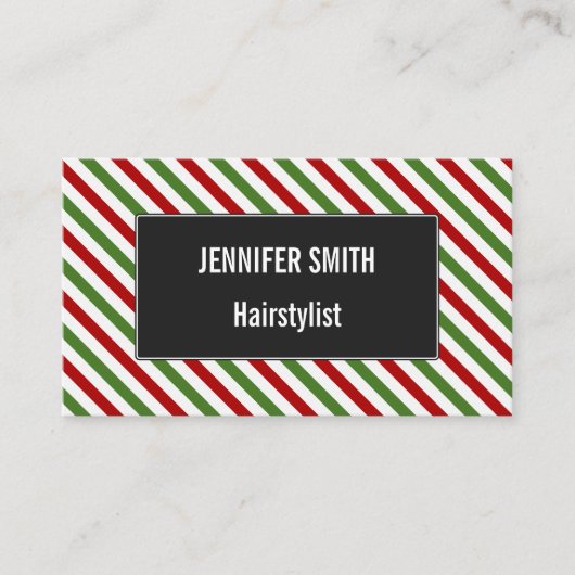 Visitekaartje rood, wit en groen gestreept patroon (Voorkant)