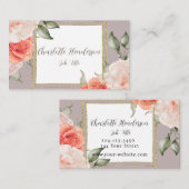 Visitekaartje roos en goudWaterverf (Voorkant / Achterkant)