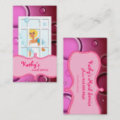 Visitekaartje Roze belletjes blauw haar reinigen (Voorkant / Achterkant)