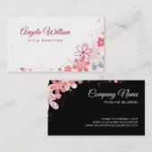 Visitekaartje Roze bloemen (Voorkant / Achterkant)