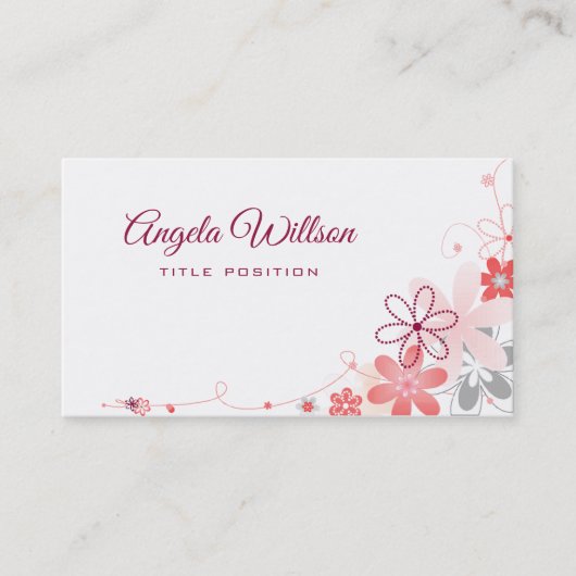 Visitekaartje Roze bloemen (Voorkant)