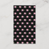 Visitekaartje | Roze bloemen met zwarte achtergron (Achterkant)
