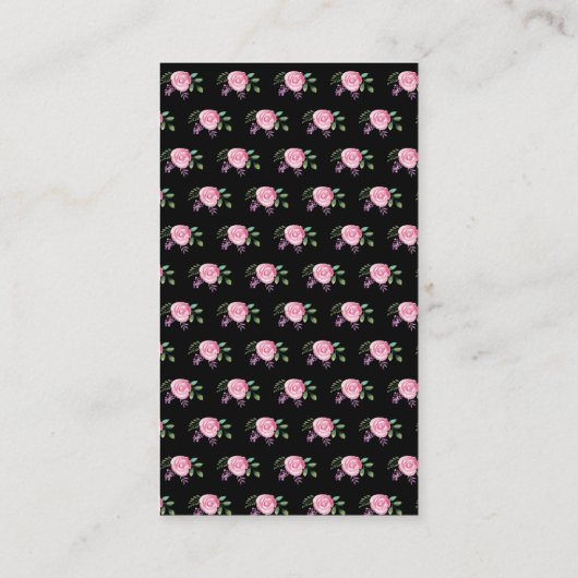 Visitekaartje | Roze bloemen met zwarte achtergron (Achterkant)